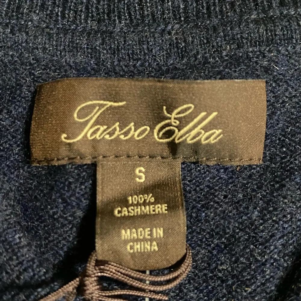 NWT Tasso Elba Men's 100% Cashmere Henley Sweater Navy Size S